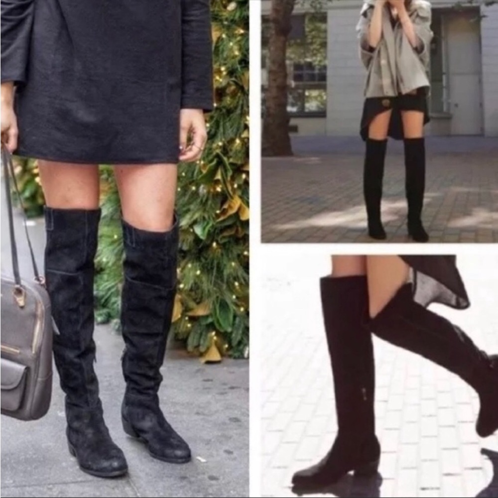 Sam Edelman Black Suede Over The Knee Boots Johanna Size 12 M